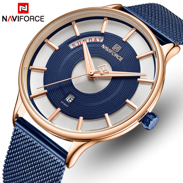Men Watch NAVIFORCE Top Brand Quartz Waterproof Wrist Watches Mens Stainless Steel Mesh Sports Male Clock Date Relogio Masculino