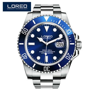 High Quality LOREO Men Watches Top Brand Luxury Sapphire 200m Waterproof Military Watches Men Automatic Mechanical Wrist Watches