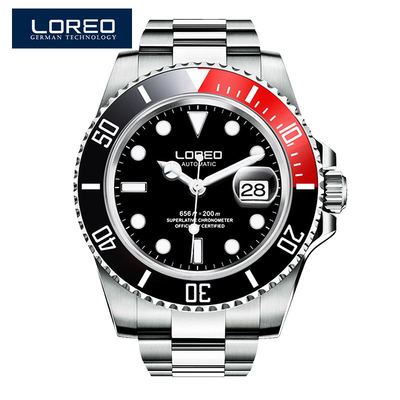 High Quality LOREO Men Watches Top Brand Luxury Sapphire 200m Waterproof Military Watches Men Automatic Mechanical Wrist Watches