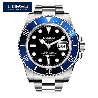 High Quality LOREO Men Watches Top Brand Luxury Sapphire 200m Waterproof Military Watches Men Automatic Mechanical Wrist Watches