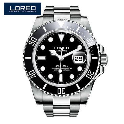 High Quality LOREO Men Watches Top Brand Luxury Sapphire 200m Waterproof Military Watches Men Automatic Mechanical Wrist Watches
