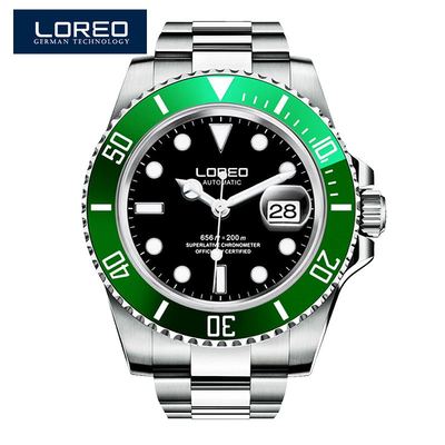 High Quality LOREO Men Watches Top Brand Luxury Sapphire 200m Waterproof Military Watches Men Automatic Mechanical Wrist Watches