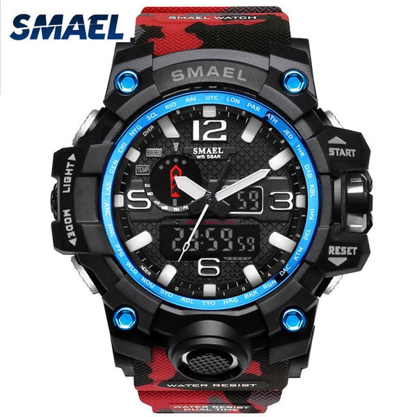 SMAEL Watches Men Sport Watch Man Big Clock Military Watch luxury Army relogio 1545 masculino Alarm LED Digital Watch Waterproof