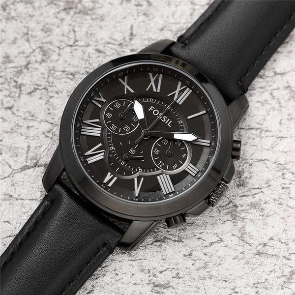 FOSSIL Mens Watch Fashion Brand Quartz Wristwatch Mens Chronograph Sports Watches with Leather Strap