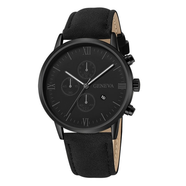 Fashion Geneva Men Date Alloy Case Synthetic Leather Analog Quartz Sport Watch Men's watch Wrist Party decoration Business Watch