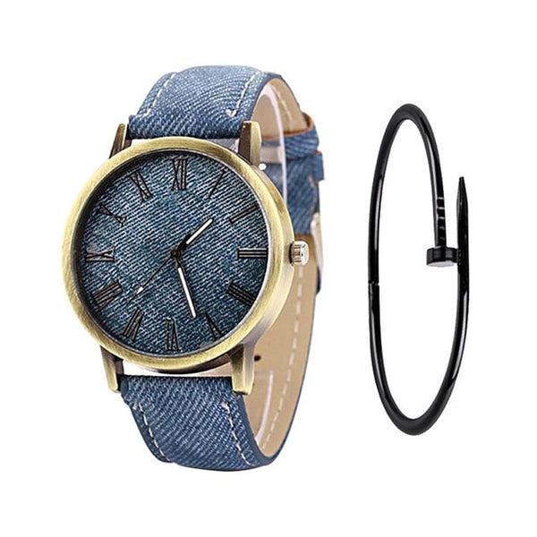MEIBO Relojes Women Quartz Watches Denim Design Leather Strap Male Casual Wristwatch Relogio Masculino Ladies Watch female watch