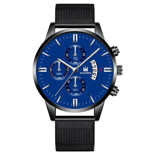 Fashion Men Military Sport Watch Black Mesh Band Stainless Steel Quartz Watches Luxury Date Man Wristwatch Relogio Masculino