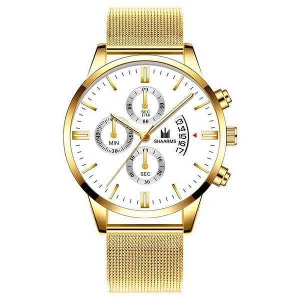 Fashion Men Military Sport Watch Black Mesh Band Stainless Steel Quartz Watches Luxury Date Man Wristwatch Relogio Masculino