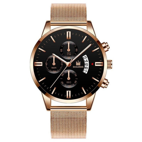 Fashion Men Military Sport Watch Black Mesh Band Stainless Steel Quartz Watches Luxury Date Man Wristwatch Relogio Masculino