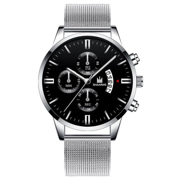 Fashion Men Military Sport Watch Black Mesh Band Stainless Steel Quartz Watches Luxury Date Man Wristwatch Relogio Masculino