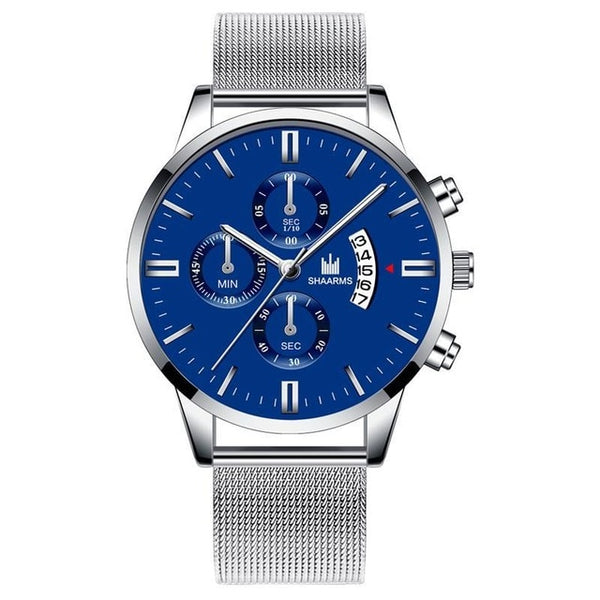 Fashion Men Military Sport Watch Black Mesh Band Stainless Steel Quartz Watches Luxury Date Man Wristwatch Relogio Masculino