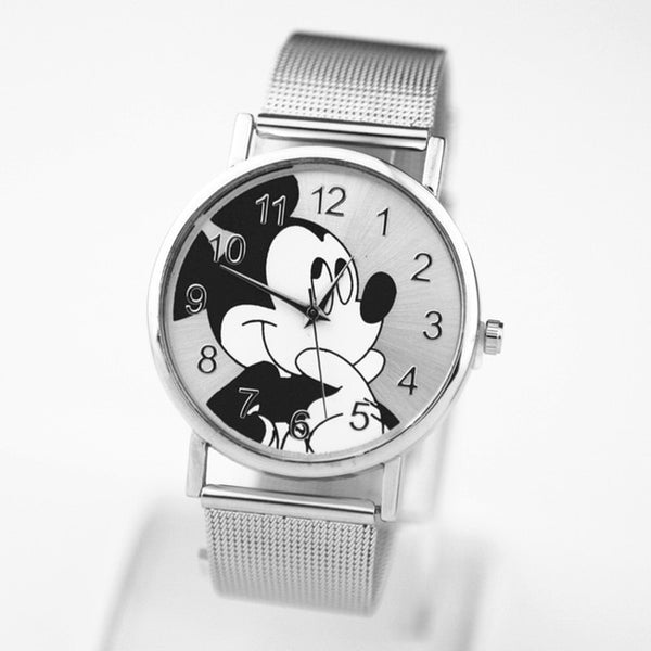 New Mickey Mouse Brand Men Women Watch Stylish Stainless Steel Mesh Watches Casual Quartz Watch Children Gift kobiet zegarka