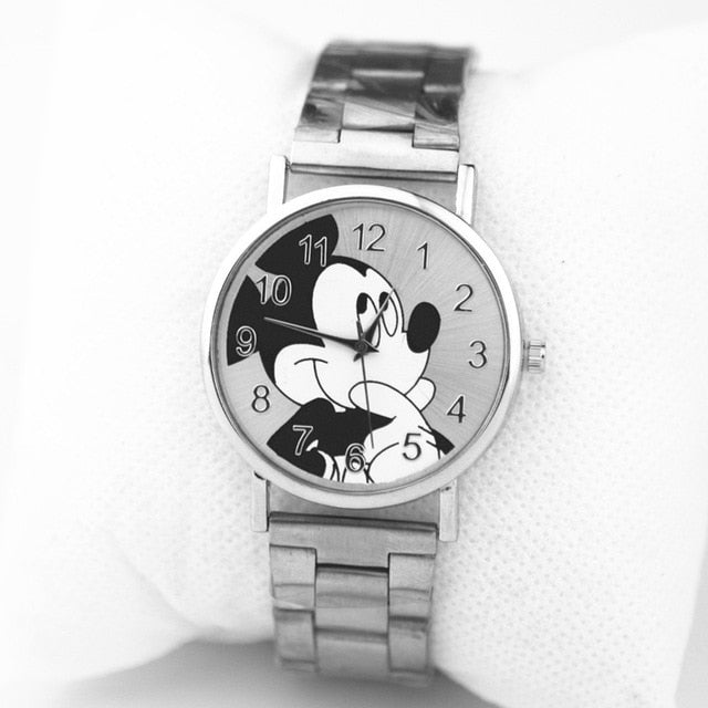 New Mickey Mouse Brand Men Women Watch Stylish Stainless Steel Mesh Watches Casual Quartz Watch Children Gift kobiet zegarka