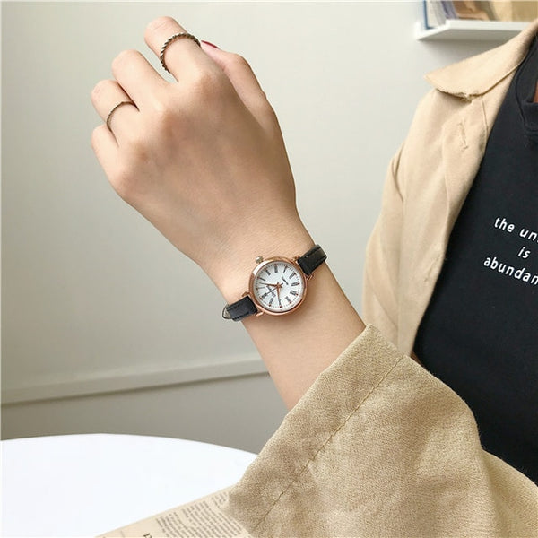 Retro Brown Women Watches Qualities Small Ladies Wristwatches Vintage Leather Bracelet Watch 2019 Fashion Brand Female Clock
