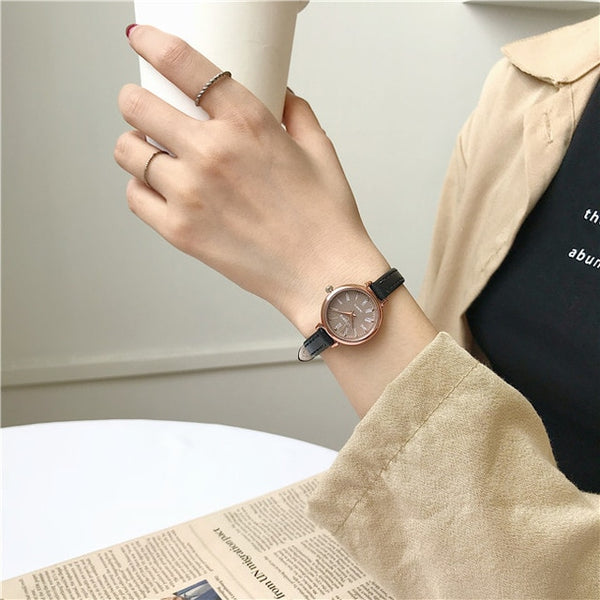 Retro Brown Women Watches Qualities Small Ladies Wristwatches Vintage Leather Bracelet Watch 2019 Fashion Brand Female Clock