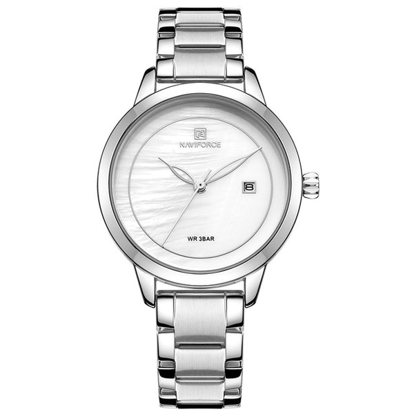 NAVIFORCE Women Watch Stainless Steel Lady Wristwatch Fashion Waterproof Ladies Watches Simple Blue Girl Clock Relogio Feminino