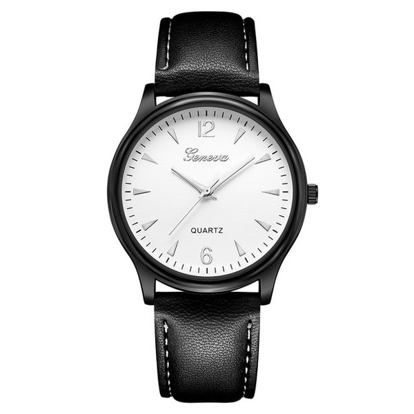 Men Watches Luxury Fashion Faux Leather Blue Ray Glass Quartz Analog Watches reloj de hombre zegarki meskie relogios masculino