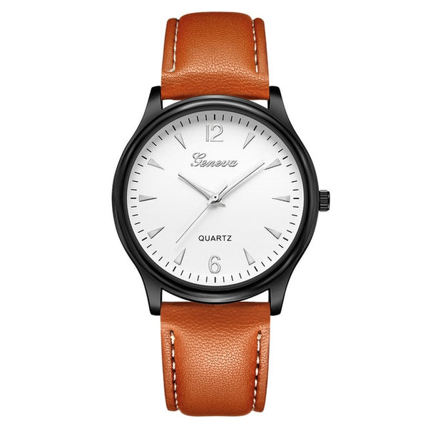 Men Watches Luxury Fashion Faux Leather Blue Ray Glass Quartz Analog Watches reloj de hombre zegarki meskie relogios masculino