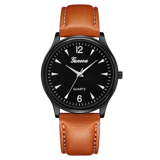 Men Watches Luxury Fashion Faux Leather Blue Ray Glass Quartz Analog Watches reloj de hombre zegarki meskie relogios masculino