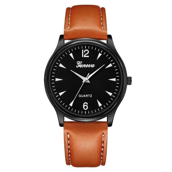 Men Watches Luxury Fashion Faux Leather Blue Ray Glass Quartz Analog Watches reloj de hombre zegarki meskie relogios masculino