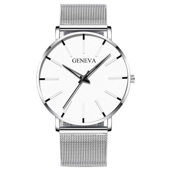 New Business Men's Watch Black Quartz Alloy Mesh Strap Ultra Thin Universal Male Casual Sports Wrist Watch Relojes Para Hombre