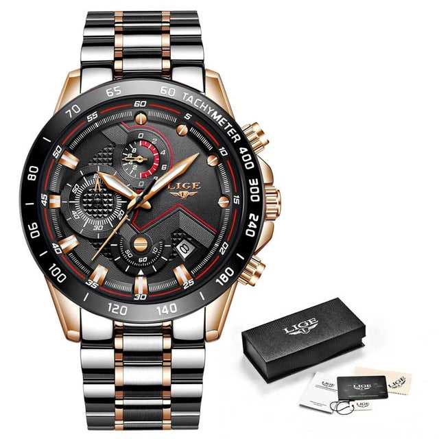 Relogio Masculino 2019 New Watches Men Luxury Brand LIGE Chronograph Men Sports Watches Waterproof Full Steel Quartz Men's Watch