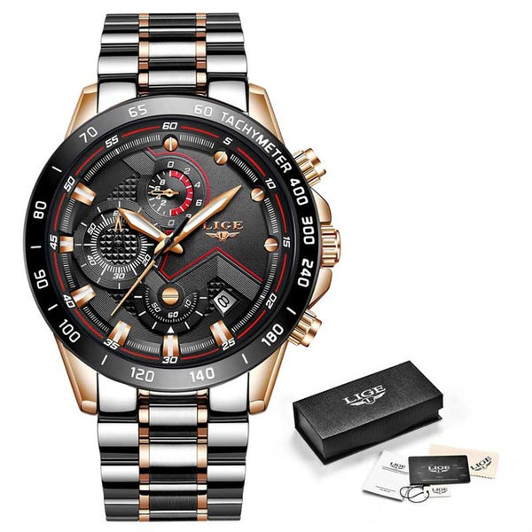 Relogio Masculino 2019 New Watches Men Luxury Brand LIGE Chronograph Men Sports Watches Waterproof Full Steel Quartz Men's Watch
