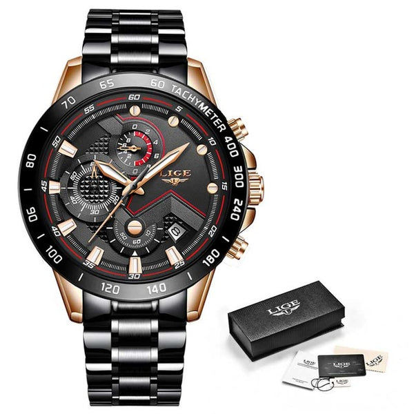 Relogio Masculino 2019 New Watches Men Luxury Brand LIGE Chronograph Men Sports Watches Waterproof Full Steel Quartz Men's Watch