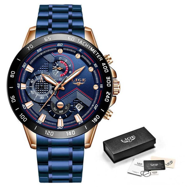 Relogio Masculino 2019 New Watches Men Luxury Brand LIGE Chronograph Men Sports Watches Waterproof Full Steel Quartz Men's Watch