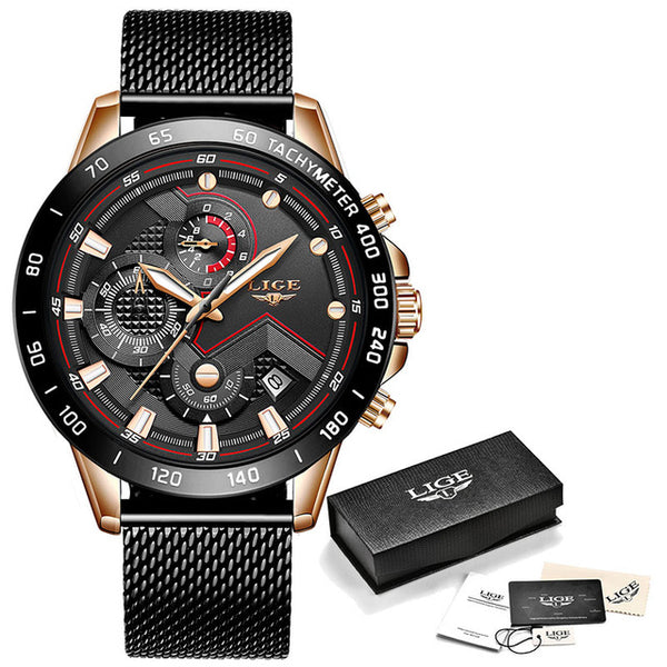 Relogio Masculino 2019 New Watches Men Luxury Brand LIGE Chronograph Men Sports Watches Waterproof Full Steel Quartz Men's Watch