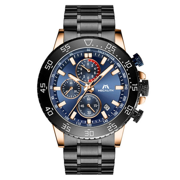 MEGALITH Watches Mens Waterproof Analogue Clock Fashion Stainless Steel Waterproof Luminous Watch Men Sports Relogio Masculino