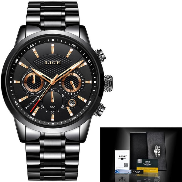 Relogio Masculino LIGE 2019 New Watch Men Fashion Sport Quartz Wacth Mens Watches Brand Luxury Leather Business Waterproof Clock