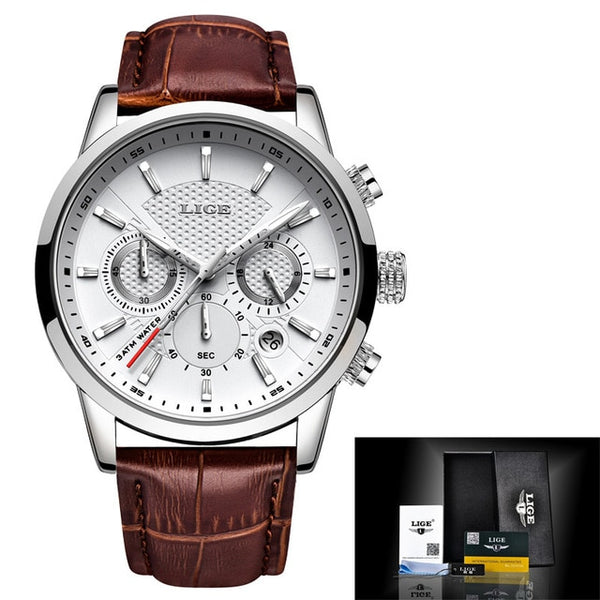 Relogio Masculino LIGE 2019 New Watch Men Fashion Sport Quartz Wacth Mens Watches Brand Luxury Leather Business Waterproof Clock
