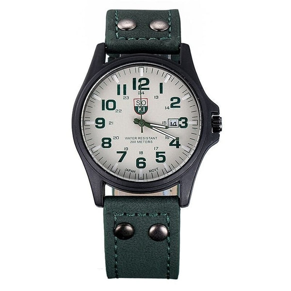 Brand Sport Military Watches Fashion Casual Quartz Watch Leather Analog Men 2016 New SOKI Luxury Wristwatch Relogio Masculino