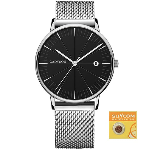 DONROSIN Men Casual Slim Black Mesh Steel Wrist Sport Watch Fashion Mens Watches Top Brand Luxury Quartz Watch Relogio Masculino