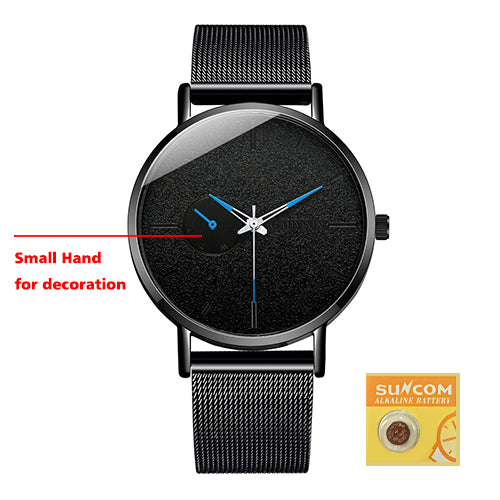 DONROSIN Men Casual Slim Black Mesh Steel Wrist Sport Watch Fashion Mens Watches Top Brand Luxury Quartz Watch Relogio Masculino