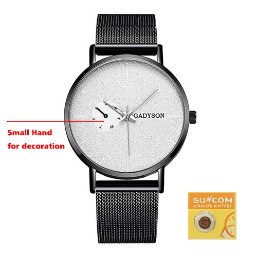 DONROSIN Men Casual Slim Black Mesh Steel Wrist Sport Watch Fashion Mens Watches Top Brand Luxury Quartz Watch Relogio Masculino