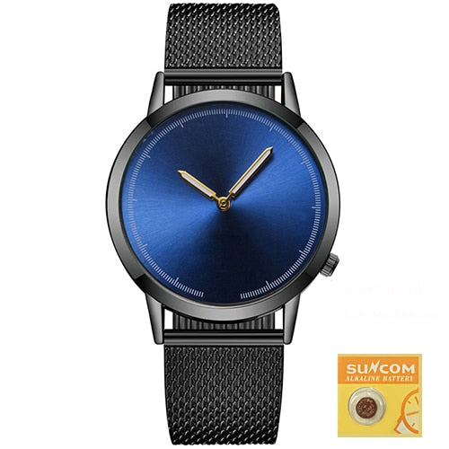 DONROSIN Men Casual Slim Black Mesh Steel Wrist Sport Watch Fashion Mens Watches Top Brand Luxury Quartz Watch Relogio Masculino
