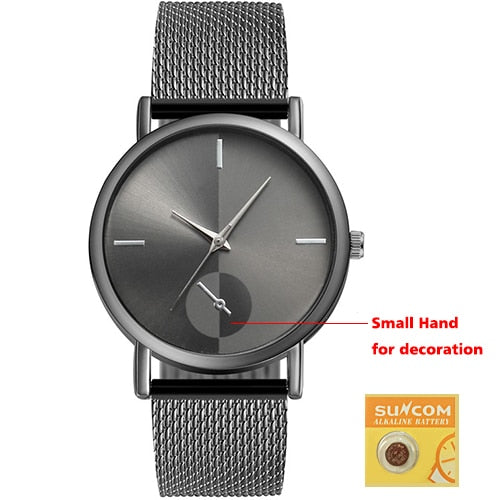 DONROSIN Men Casual Slim Black Mesh Steel Wrist Sport Watch Fashion Mens Watches Top Brand Luxury Quartz Watch Relogio Masculino