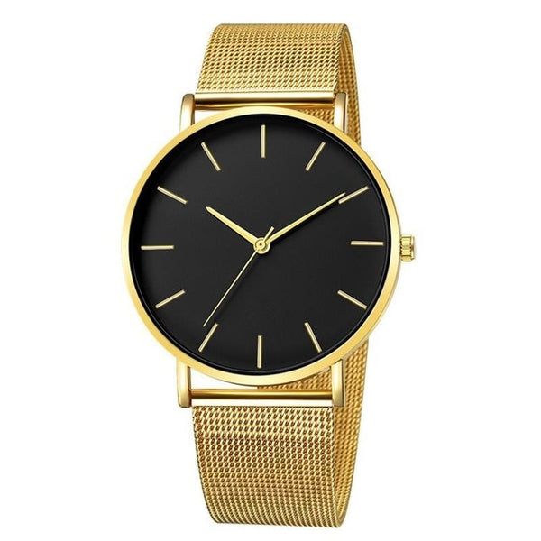 2019 Women Watches Mesh Band Stainless Steel Analog Quartz Wristwatch Minimalist Ladies Business watch Luxury Black reloj mujer