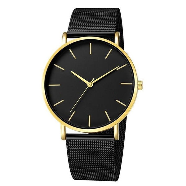 2019 Women Watches Mesh Band Stainless Steel Analog Quartz Wristwatch Minimalist Ladies Business watch Luxury Black reloj mujer