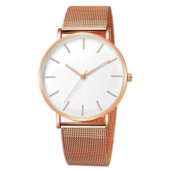 2019 Women Watches Mesh Band Stainless Steel Analog Quartz Wristwatch Minimalist Ladies Business watch Luxury Black reloj mujer