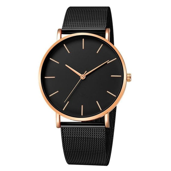 2019 Women Watches Mesh Band Stainless Steel Analog Quartz Wristwatch Minimalist Ladies Business watch Luxury Black reloj mujer