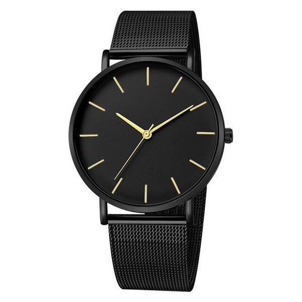 2019 Women Watches Mesh Band Stainless Steel Analog Quartz Wristwatch Minimalist Ladies Business watch Luxury Black reloj mujer