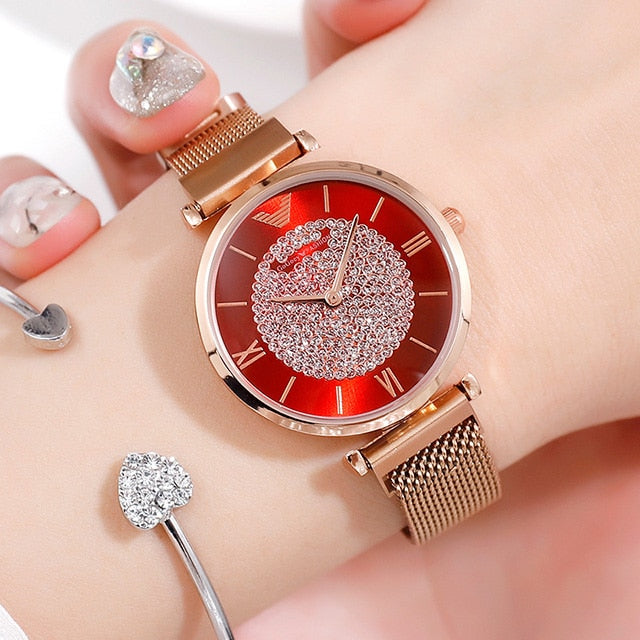 Luxury Diamond Women Watches 2019 Rose Gold Magnetic Ladies Wrist Watches For Women Bracelet Watch Female Clock Relogio Feminino