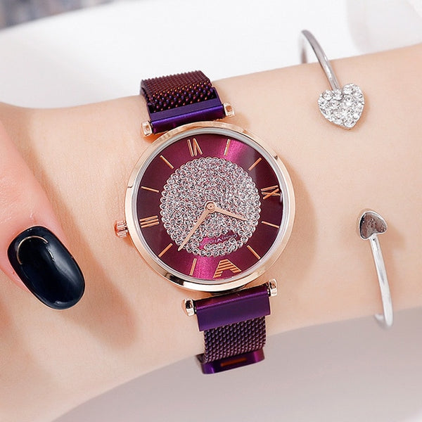 Luxury Diamond Women Watches 2019 Rose Gold Magnetic Ladies Wrist Watches For Women Bracelet Watch Female Clock Relogio Feminino