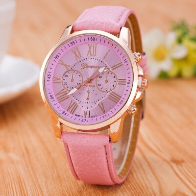 Hot RUNERR Ladies Fashion Casual PU Leather Strap Quartz Disc Gold Pointer Watch Brand Cool Girl Bracelet Clock Watch Ladies