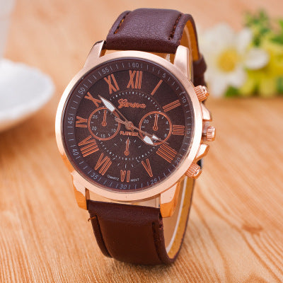 Hot RUNERR Ladies Fashion Casual PU Leather Strap Quartz Disc Gold Pointer Watch Brand Cool Girl Bracelet Clock Watch Ladies