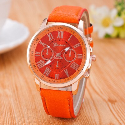 Hot RUNERR Ladies Fashion Casual PU Leather Strap Quartz Disc Gold Pointer Watch Brand Cool Girl Bracelet Clock Watch Ladies