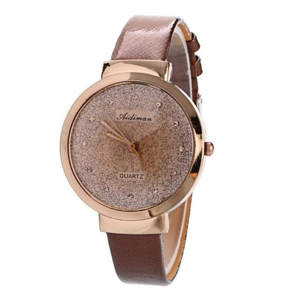 Fashion Women's Wrist Watch Candy Color Skin Slim Band Quartz Disc Flash Simple Clock Dial Shiny Rhinestone Ladies Watch RUNERR